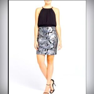 Laundry by Shellie Segal black sequined sleeveless mini dress, size 10